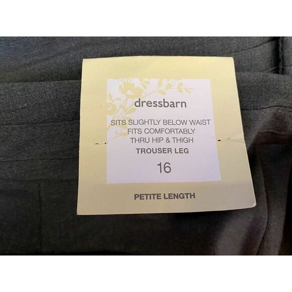 Dress Barn Trouser Leg Gray Dress Career Pants Sz Petite 16 Pockets Classic NEW - Picture 7 of 7